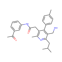 CC(=O)c1cccc(NC(=O)Cc2c(C)nc(CC(C)C)c(CN)c2-c2ccc(C)cc2)c1 ZINC000066157142