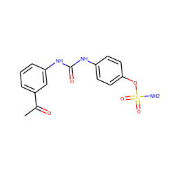 CC(=O)c1cccc(NC(=O)Nc2ccc(OS(N)(=O)=O)cc2)c1 ZINC000084653843