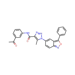 CC(=O)c1cccc(NC(=O)c2nnn(-c3ccc4noc(-c5ccccc5)c4c3)c2C)c1 ZINC000011689946