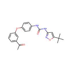 CC(=O)c1cccc(Oc2ccc(NC(=O)Nc3cc(C(C)(C)C)on3)cc2)c1 ZINC000040899266