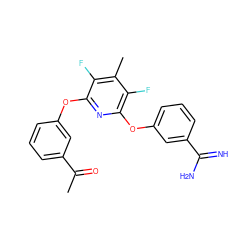 CC(=O)c1cccc(Oc2nc(Oc3cccc(C(=N)N)c3)c(F)c(C)c2F)c1 ZINC000013474006