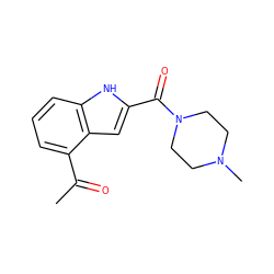 CC(=O)c1cccc2[nH]c(C(=O)N3CCN(C)CC3)cc12 ZINC000084758794