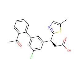 CC(=O)c1ccccc1-c1cc(Cl)cc([C@H](CC(=O)O)c2ncc(C)s2)c1 ZINC001772657552