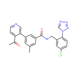 CC(=O)c1ccncc1-c1cc(C)cc(C(=O)NCc2cc(Cl)ccc2-n2cnnn2)c1 ZINC000066098835