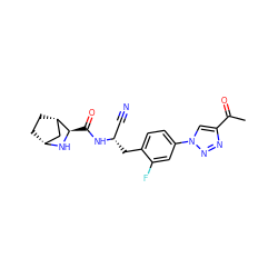 CC(=O)c1cn(-c2ccc(C[C@@H](C#N)NC(=O)[C@H]3N[C@@H]4CC[C@H]3C4)c(F)c2)nn1 ZINC000219321651