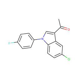 CC(=O)c1cn(-c2ccc(F)cc2)c2ccc(Cl)cc12 ZINC000013489983