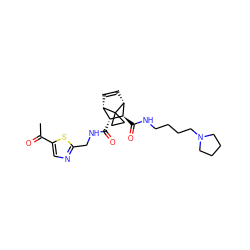 CC(=O)c1cnc(CNC(=O)[C@@H]2[C@@H]3C=C[C@H]([C@H]2C(=O)NCCCCN2CCCC2)C32CC2)s1 ZINC000168602628