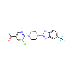 CC(=O)c1cnc(N2CCN(c3nc4cc(C(F)(F)F)ccc4[nH]3)CC2)c(Cl)c1 ZINC000038157626