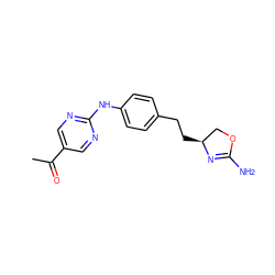 CC(=O)c1cnc(Nc2ccc(CC[C@H]3COC(N)=N3)cc2)nc1 ZINC000169701182