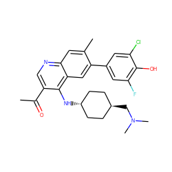 CC(=O)c1cnc2cc(C)c(-c3cc(F)c(O)c(Cl)c3)cc2c1N[C@H]1CC[C@H](CN(C)C)CC1 ZINC000473183035