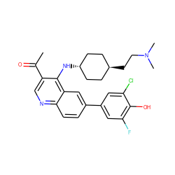 CC(=O)c1cnc2ccc(-c3cc(F)c(O)c(Cl)c3)cc2c1N[C@H]1CC[C@H](CCN(C)C)CC1 ZINC000473164865