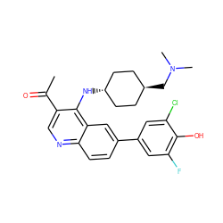 CC(=O)c1cnc2ccc(-c3cc(F)c(O)c(Cl)c3)cc2c1N[C@H]1CC[C@H](CN(C)C)CC1 ZINC000473201080