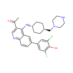 CC(=O)c1cnc2ccc(-c3cc(F)c(O)c(Cl)c3)cc2c1N[C@H]1CC[C@H](CN2CCNCC2)CC1 ZINC000473179730