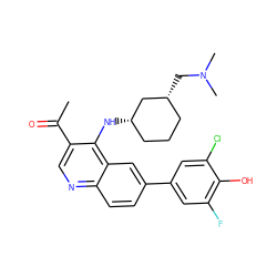CC(=O)c1cnc2ccc(-c3cc(F)c(O)c(Cl)c3)cc2c1N[C@H]1CCC[C@@H](CN(C)C)C1 ZINC000114038583