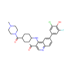 CC(=O)c1cnc2ccc(-c3cc(F)c(O)c(Cl)c3)cc2c1NC1CCC(C(=O)N2CCN(C)CC2)CC1 ZINC000114039003