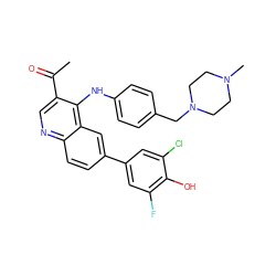 CC(=O)c1cnc2ccc(-c3cc(F)c(O)c(Cl)c3)cc2c1Nc1ccc(CN2CCN(C)CC2)cc1 ZINC000219367352