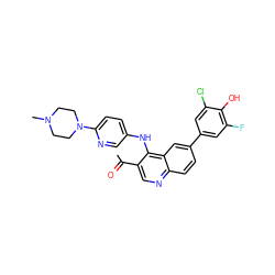 CC(=O)c1cnc2ccc(-c3cc(F)c(O)c(Cl)c3)cc2c1Nc1ccc(N2CCN(C)CC2)nc1 ZINC000114038267