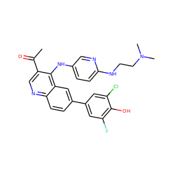 CC(=O)c1cnc2ccc(-c3cc(F)c(O)c(Cl)c3)cc2c1Nc1ccc(NCCN(C)C)nc1 ZINC000114035988