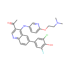 CC(=O)c1cnc2ccc(-c3cc(F)c(O)c(Cl)c3)cc2c1Nc1ccc(OCCN(C)C)nc1 ZINC000114038468