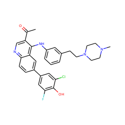 CC(=O)c1cnc2ccc(-c3cc(F)c(O)c(Cl)c3)cc2c1Nc1cccc(CCN2CCN(C)CC2)c1 ZINC000219351699