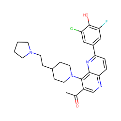 CC(=O)c1cnc2ccc(-c3cc(F)c(O)c(Cl)c3)nc2c1N1CCC(CCN2CCCC2)CC1 ZINC000473213502