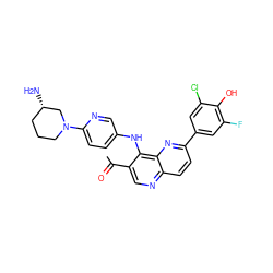 CC(=O)c1cnc2ccc(-c3cc(F)c(O)c(Cl)c3)nc2c1Nc1ccc(N2CCC[C@H](N)C2)nc1 ZINC000473164896