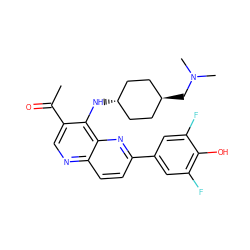 CC(=O)c1cnc2ccc(-c3cc(F)c(O)c(F)c3)nc2c1N[C@H]1CC[C@H](CN(C)C)CC1 ZINC000473213525