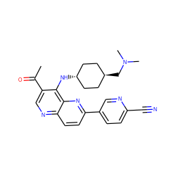 CC(=O)c1cnc2ccc(-c3ccc(C#N)nc3)nc2c1N[C@H]1CC[C@H](CN(C)C)CC1 ZINC000473165329