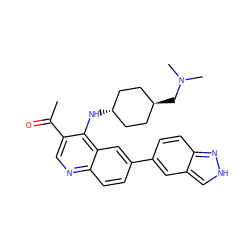 CC(=O)c1cnc2ccc(-c3ccc4n[nH]cc4c3)cc2c1N[C@H]1CC[C@H](CN(C)C)CC1 ZINC000473197580