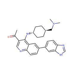 CC(=O)c1cnc2ccc(-c3ccc4nc[nH]c4c3)cc2c1N[C@H]1CC[C@H](CN(C)C)CC1 ZINC000473197834