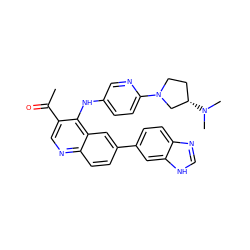 CC(=O)c1cnc2ccc(-c3ccc4nc[nH]c4c3)cc2c1Nc1ccc(N2CC[C@H](N(C)C)C2)nc1 ZINC000219867210