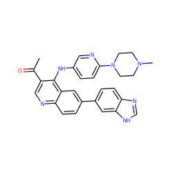 CC(=O)c1cnc2ccc(-c3ccc4nc[nH]c4c3)cc2c1Nc1ccc(N2CCN(C)CC2)nc1 ZINC000219348842