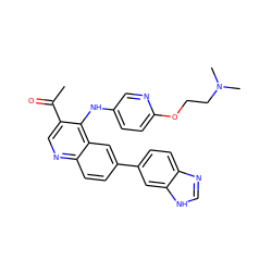 CC(=O)c1cnc2ccc(-c3ccc4nc[nH]c4c3)cc2c1Nc1ccc(OCCN(C)C)nc1 ZINC000203987934