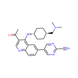 CC(=O)c1cnc2ccc(-c3cnc(C#N)nc3)cc2c1N[C@H]1CC[C@H](CN(C)C)CC1 ZINC000473210241