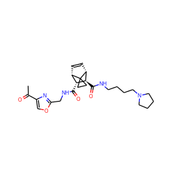 CC(=O)c1coc(CNC(=O)[C@@H]2[C@@H]3C=C[C@H]([C@H]2C(=O)NCCCCN2CCCC2)C32CC2)n1 ZINC000168309747