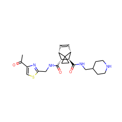 CC(=O)c1csc(CNC(=O)[C@@H]2[C@@H]3C=C[C@H]([C@H]2C(=O)NCC2CCNCC2)C32CC2)n1 ZINC000168456620