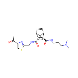 CC(=O)c1csc(CNC(=O)[C@@H]2[C@@H]3C=C[C@H]([C@H]2C(=O)NCCCN(C)C)C32CC2)n1 ZINC000168361477