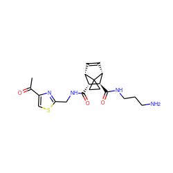 CC(=O)c1csc(CNC(=O)[C@@H]2[C@@H]3C=C[C@H]([C@H]2C(=O)NCCCN)C32CC2)n1 ZINC000168507614