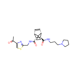 CC(=O)c1csc(CNC(=O)[C@@H]2[C@@H]3C=C[C@H]([C@H]2C(=O)NCCCN2CCCC2)C32CC2)n1 ZINC000168453128