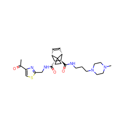 CC(=O)c1csc(CNC(=O)[C@@H]2[C@@H]3C=C[C@H]([C@H]2C(=O)NCCCN2CCN(C)CC2)C32CC2)n1 ZINC000168305499