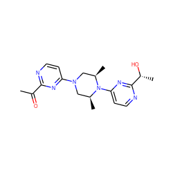 CC(=O)c1nccc(N2C[C@H](C)N(c3ccnc([C@@H](C)O)n3)[C@H](C)C2)n1 ZINC000013442128