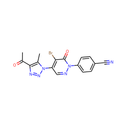 CC(=O)c1nnn(-c2cnn(-c3ccc(C#N)cc3)c(=O)c2Br)c1C ZINC000103235290