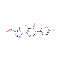 CC(=O)c1nnn(-c2cnn(-c3ccc(Cl)cc3)c(=O)c2Br)c1C ZINC000103235295