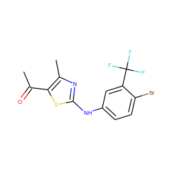 CC(=O)c1sc(Nc2ccc(Br)c(C(F)(F)F)c2)nc1C ZINC000299867299