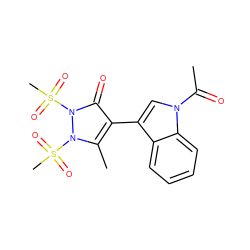 CC(=O)n1cc(-c2c(C)n(S(C)(=O)=O)n(S(C)(=O)=O)c2=O)c2ccccc21 ZINC000653837641