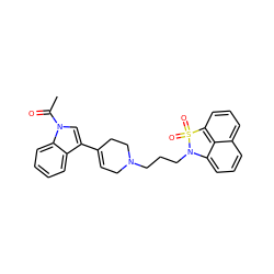 CC(=O)n1cc(C2=CCN(CCCN3c4cccc5cccc(c45)S3(=O)=O)CC2)c2ccccc21 ZINC000013826829