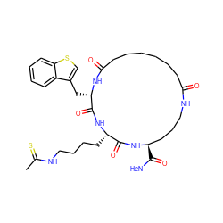 CC(=S)NCCCC[C@@H]1NC(=O)[C@H](Cc2csc3ccccc23)NC(=O)CCCCCCC(=O)NCCC[C@@H](C(N)=O)NC1=O ZINC001772648307