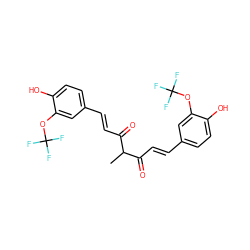 CC(C(=O)/C=C/c1ccc(O)c(OC(F)(F)F)c1)C(=O)/C=C/c1ccc(O)c(OC(F)(F)F)c1 ZINC000261148979