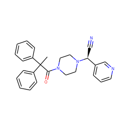 CC(C(=O)N1CCN([C@@H](C#N)c2cccnc2)CC1)(c1ccccc1)c1ccccc1 ZINC000013729028