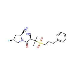 CC(C)([C@H](N)C(=O)N1C[C@@H](F)C[C@H]1C#N)S(=O)(=O)CCCc1ccccc1 ZINC000028565691